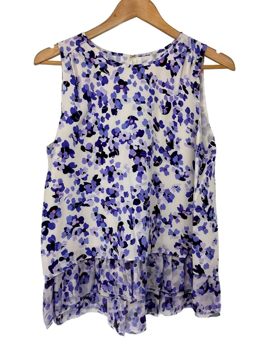 Kate Spade NWT Hydrangea Double Layer Floral Tank Top 100% Silk Womens Size L